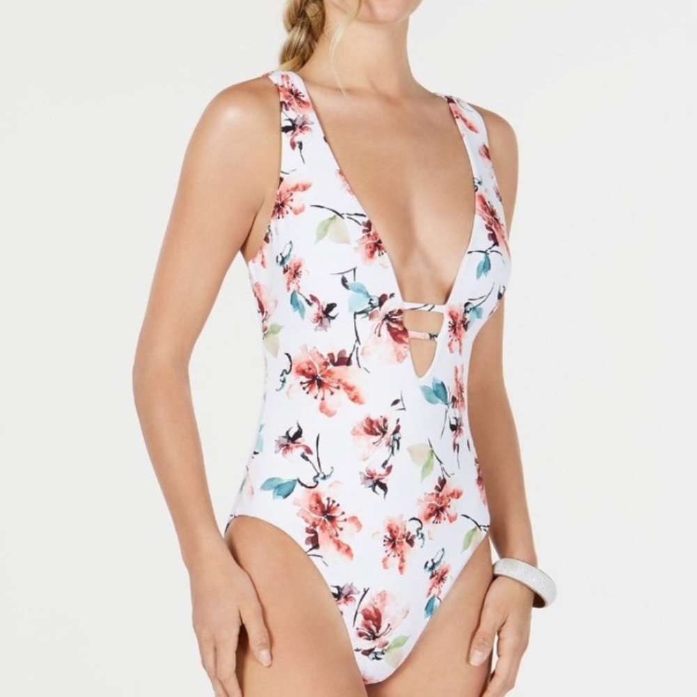 Floral one piece bathing suit